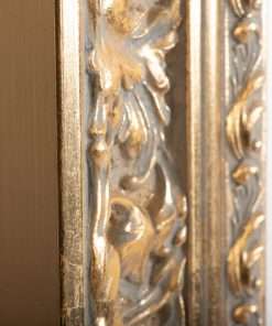 Καθρέπτης  ξύλινος τοίχου οριζόντιος χρυσό με φύλλο χρυσού σκαλιστός σκιές γκρι σχέδιο Λ405-01-Hoper.gr