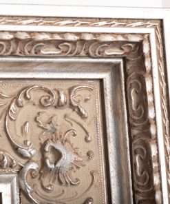 Wooden wall mirror horizontal gold with gold leaf carved shadows gray design Λ405-01-Hoper.gr