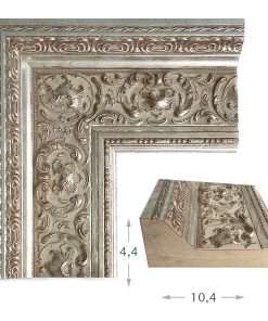 Καθρέπτης  ξύλινος τοίχου οριζόντιος ασημί σκαλιστός σκιές γκρι σχέδιο Λ415-02-Hoper.gr