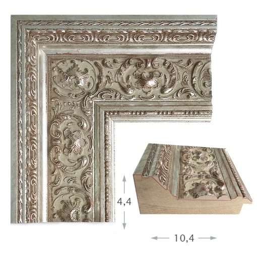 Καθρέπτης  ξύλινος τοίχου οριζόντιος ασημί σκαλιστός σκιές γκρι σχέδιο Λ415-02-Hoper.gr