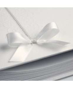 Wedding Album LUNA White 32X32cm with 100 pages with white leaves and rice paper cover with photo window-Hoper.gr