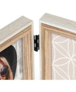 Kορνίζα Kriss,πολυκορνιζα διπλή  ξύλινη ,για 2 φωτογραφίες 10Χ15 χρώμα λευκό και μπεζ-Hoper.gr
