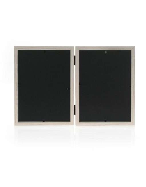 Kriss frame, multi-frame double wooden, for 2 photos 10X15 color white and beige-Hoper.gr