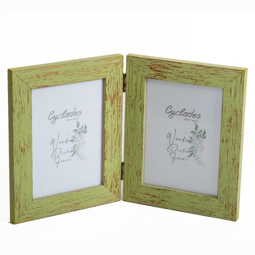 frame - multi-frame double 13X18 Cyclades wooden black with signs of aging for 2 photos 13x18-Hoper.gr