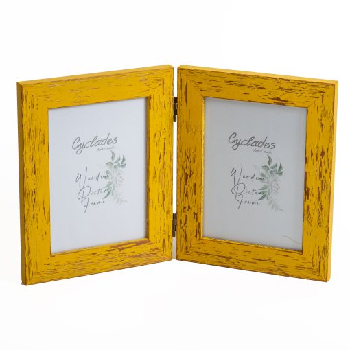 frame - multi-frame double 13X18 Cyclades wooden black with signs of aging for 2 photos 13x18-Hoper.gr