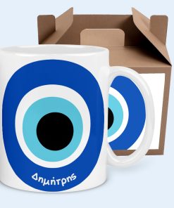 Eye mug, white ceramic 320ml, the mug comes with a gift box-Hoper.gr