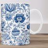 white ceramic mug 325ml Blue delft art 01 the mug is in a gift box-Hoper.gr