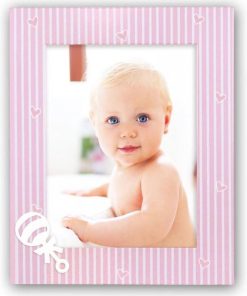 children's frame 13X18 metallic white pink stripes for photo 13X18-Hoper.gr