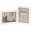 AYAS frame, double wooden multi-frame, color white and beige, for 2 photos 10X15 (1 horizontal and 1 vertical)-Hoper.gr