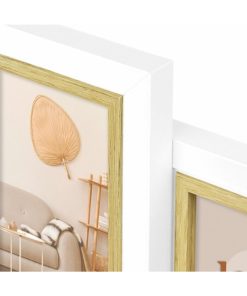 AYAS frame, wooden wall multi-frame, color white and beige, for 6 photos 10X15, dimensions 32x45cm-Hoper.gr