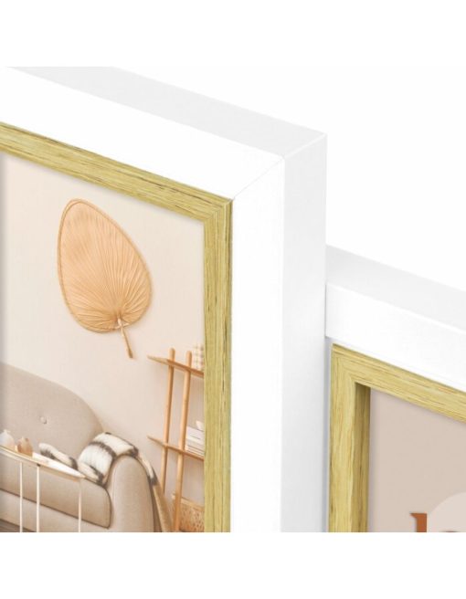 AYAS frame, wooden wall multi-frame, color white and beige, for 6 photos 10X15, dimensions 32x45cm-Hoper.gr