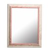 Vertical wooden wall mirror color white - pink with signs of aging design K103/234-Hoper.gr
