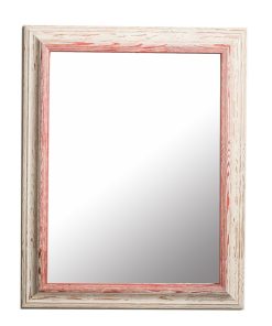 Vertical wooden wall mirror color white - pink with signs of aging design K103/234-Hoper.gr
