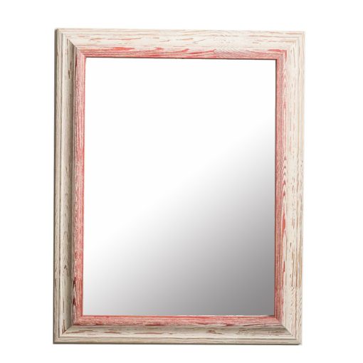Καθρέπτης ξύλινος τοίχου κάθετος χρώμα λευκό – ροζ με σημάδια παλαίωσης   σχέδιο  K103/234-Hoper.gr