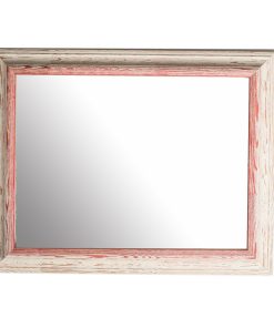 Wooden wall mirror horizontal color white - pink with signs of aging design K103/234-Hoper.gr