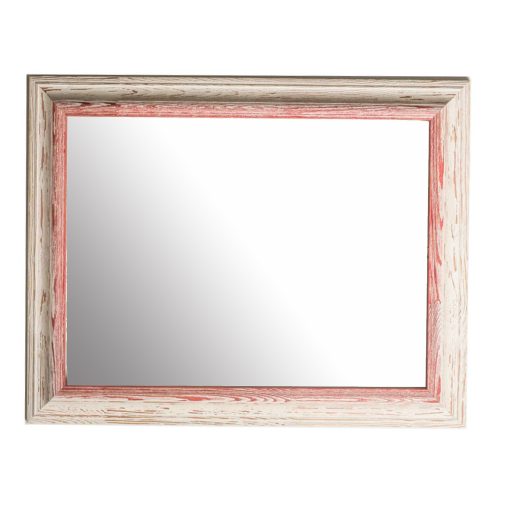 Wooden wall mirror horizontal color white - pink with signs of aging design K103/234-Hoper.gr