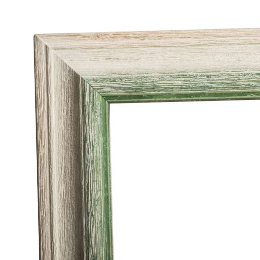 Wooden wall mirror horizontal color white - green with signs of aging design K103/ 238-Hoper.gr