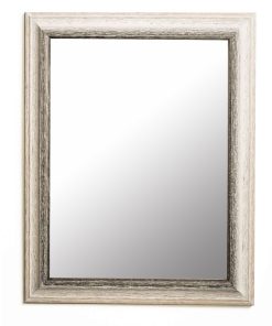 Vertical wooden wall mirror color white - brown with signs of aging design K103/ 267-Hoper.gr