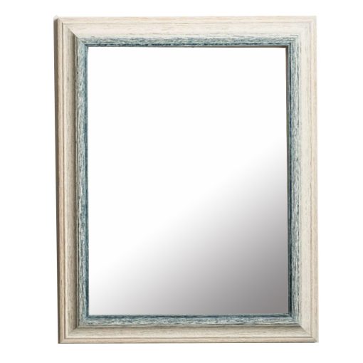 Vertical wooden wall mirror color white - blue with signs of aging design K103/298-Hoper.gr