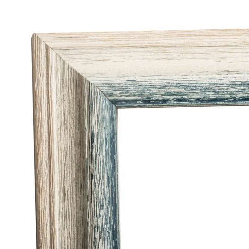 Καθρέπτης ξύλινος τοίχου κάθετος χρώμα λευκό – γαλάζιο με σημάδια παλαίωσης   σχέδιο  K103/298-Hoper.gr