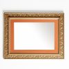Wooden wall mirror horizontal gold matte color with carvings and orange pattern K2022/1 & 29/11-Hoper.gr