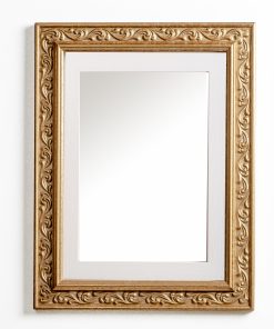 Wooden wall mirror vertical color matte gold with carvings and white design K2022/1 & 29/3-Hoper.gr
