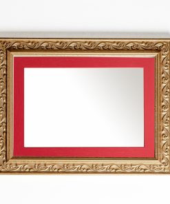 Wooden wall mirror horizontal gold matte color with carvings and red pattern K2022/1 & 29/34-Hoper.gr