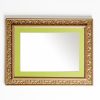 Wooden wall mirror horizontal gold matte color with carvings and green design K2022/1 & 29/38-Hoper.gr