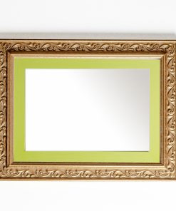 Καθρέπτης  ξύλινος τοίχου οριζόντιος χρώμα χρυσό ματ με σκαλίσματα και πράσινο σχέδιο K2022/1 & 29/38-Hoper.gr