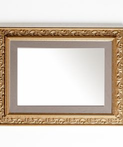 Καθρέπτης  ξύλινος τοίχου οριζόντιος χρώμα χρυσό ματ με σκαλίσματα και γκρι ανοιχτό σχέδιο K2022/1 & 29/43-Hoper.gr