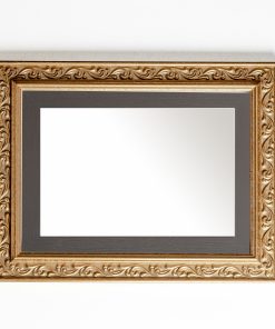 Wooden wall mirror horizontal color matte gold with carvings and dark gray design K2022/1 & 29/64-Hoper.gr