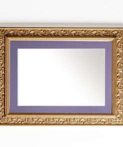 Wooden wall mirror horizontal gold matte color with carvings and purple design K2022/1 & 29/95-Hoper.gr