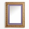 Wooden wall mirror vertical color matte gold with carvings and purple design K2022/1 & 29/95-Hoper.gr