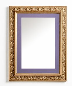 Wooden wall mirror vertical color matte gold with carvings and purple design K2022/1 & 29/95-Hoper.gr