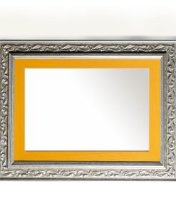Καθρέπτης  ξύλινος τοίχου οριζόντιος ασημί ματ με σκαλίσματα  και κίτρινο σχέδιο K2022/2 & 29/18-Hoper.gr