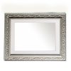 Wooden wall mirror horizontal silver matte with carvings and white pattern K2022/2 & 29/3-Hoper.gr