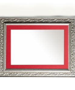 Wooden wall mirror horizontal silver matte with carvings and red design K2022/2 & 29/34-Hoper.gr