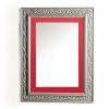 Καθρέπτης  ξύλινος τοίχου κάθετος  ασημί ματ με σκαλίσματα  και κόκκινο σχέδιο K2022/2 & 29/34-Hoper.gr