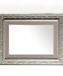 Wooden wall mirror horizontal silver matte with carvings and gray light design K2022/2 & 29/43-Hoper.gr
