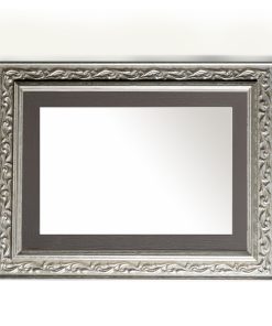 Καθρέπτης  ξύλινος τοίχου οριζόντιος ασημί ματ με σκαλίσματα  και γκρι σκούρο σχέδιο K2022/2 & 29/64-Hoper.gr