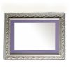 Wooden wall mirror horizontal silver matte with carvings and purple design K2022/2 & 29/95-Hoper.gr