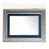 Wooden wall mirror horizontal silver matte with carvings and blue design K2022/2 & 29/98-Hoper.gr