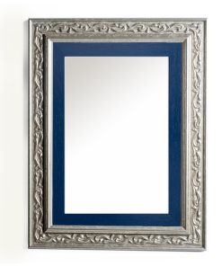 Καθρέπτης  ξύλινος τοίχου κάθετος  ασημί ματ με σκαλίσματα και μπλε σχέδιο K2022/2 & 29/98-Hoper.gr