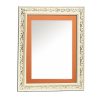 Vertical wooden wall mirror white off-white and orange with gold details in the carvings design K2022/3 & 29/11-Hoper.gr