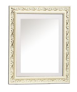 Vertical wooden wall mirror white off-white and white with gold details in the carvings design K2022/3 & 29/3-Hoper.gr