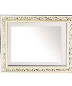 Horizontal wooden wall mirror white off-white and white with gold details in the carvings design K2022/3 & 29/3-Hoper.gr