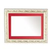 Horizontal wooden wall mirror white off-white and red with gold details in the carvings design K2022/3 & 29/34-Hoper.gr