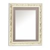 Vertical wooden wall mirror white off-white and light gray with gold details in the carvings design K2022/3 & 29/43-Hoper.gr