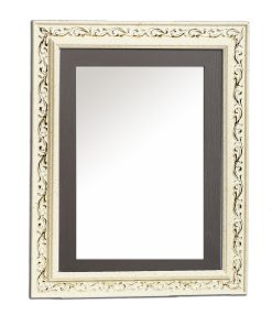 Καθρέπτης  ξύλινος τοίχου κάθετος  λευκό εκρού και γκρι σκούρο με χρυσές λεπτομέρειες στα  σκαλίσματα σχέδιο K2022/3 & 29/64-Hoper.gr