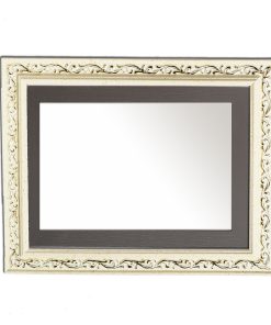 Horizontal wooden wall mirror white off-white and dark gray with gold details in the carvings design K2022/3 & 29/64-Hoper.gr